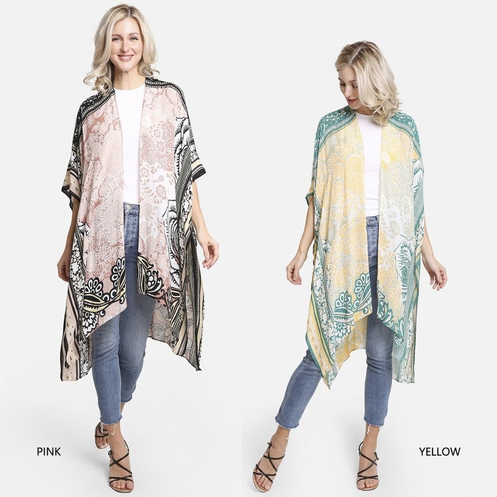 P/S Paisley & Floral ·Kimono·Wrap·Swimsuit Cover·Bikini Cover up·ComfyLuxe